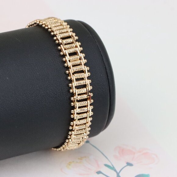 "Rose Gold Textured Chain Bracelet in High-Polish Finish, XPBL1146 - Picture 6 of 12